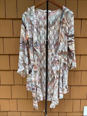 ORIGAMI Floral Fairycore Boho Lace Western Shabby Chic Artsy Cardigan Size S/M